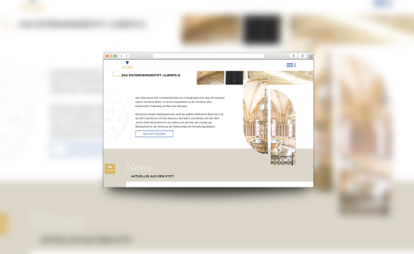 Verschiedene Ansichten der Website in der Desktop-Variante